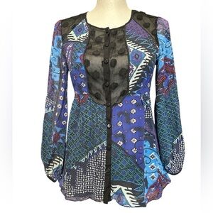 Nanette Lepore Playhouse 100% Silk Chiffon blouse  Women’s Size‎ 4